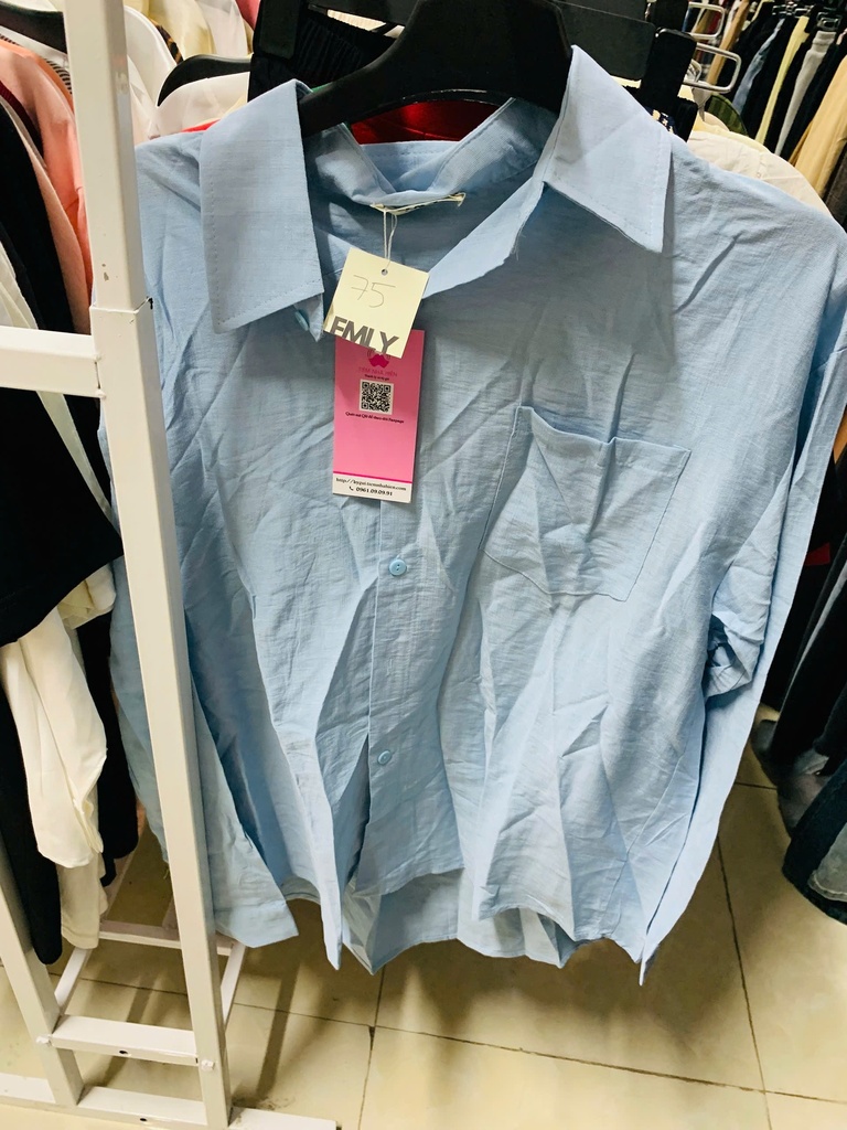 ÁO SƠ MI XANH EMLY TÚI NGỰC THUY