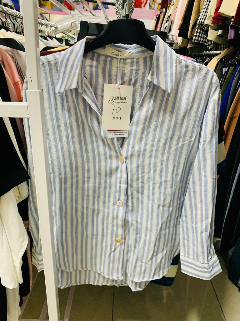 ÁO SƠ MI KẺ XỌC XANH TRẮNG THUY