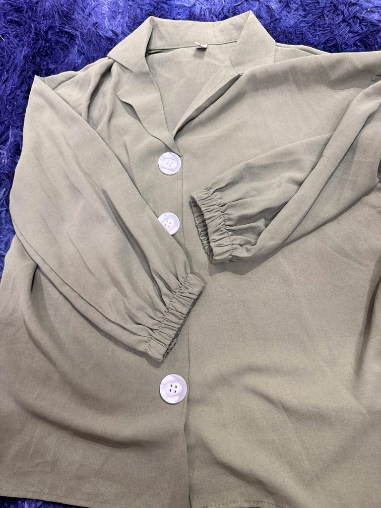 ÁO SƠMI XANH DƯƠNG DÁNG RỘNG CÚC NGỰC NMPHUONG