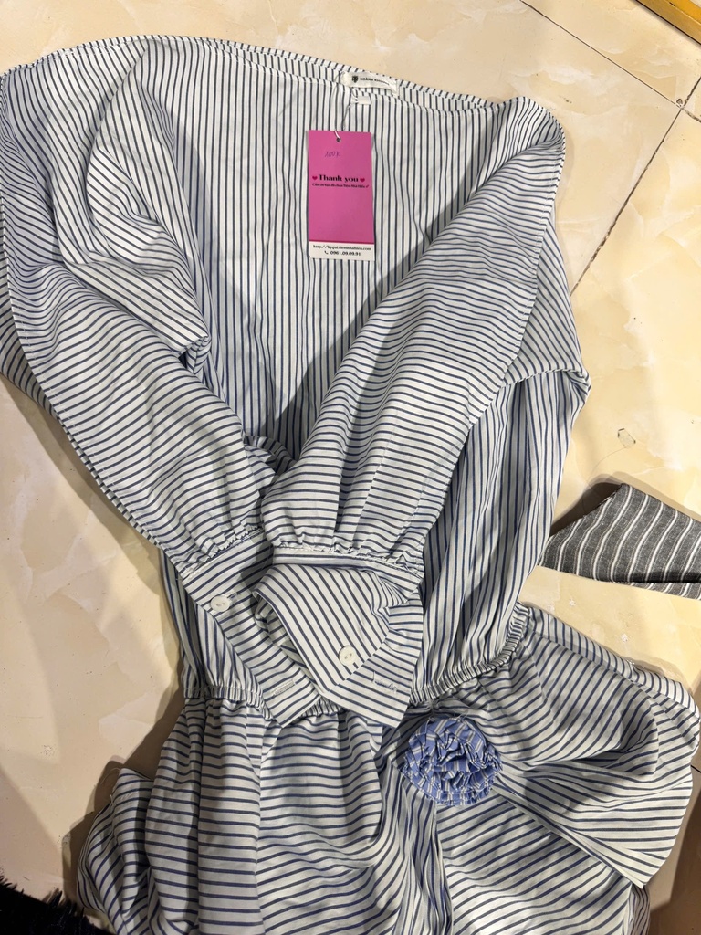 VÁY BABYDOLL XANH KẺ 