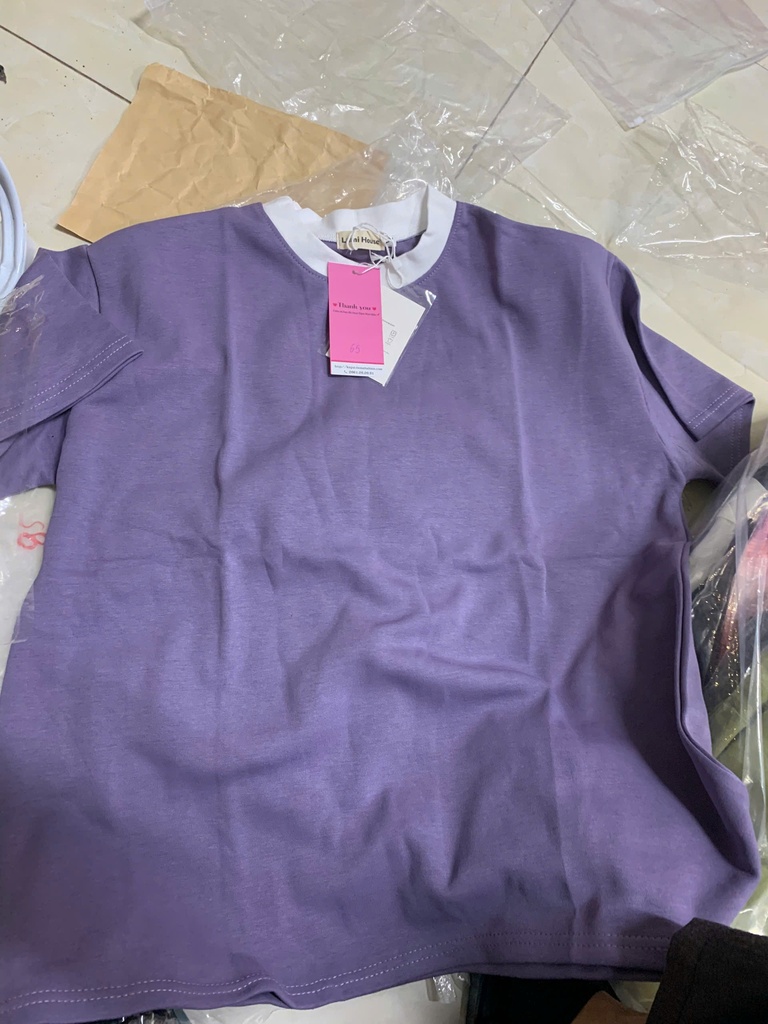 ÁO PHÔNG TÍM CỔ TRẮNG XUAN