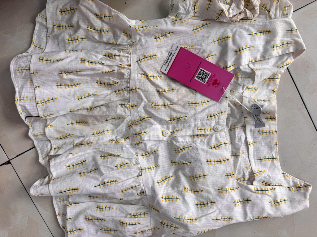 ÁO BABYDOLL TRẮNG HỌA TIẾT LÁ NPHUONG