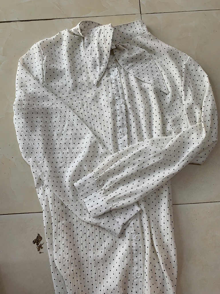 VÁY TRẮNG CHẤMBI CỔ NƠ NTLINH