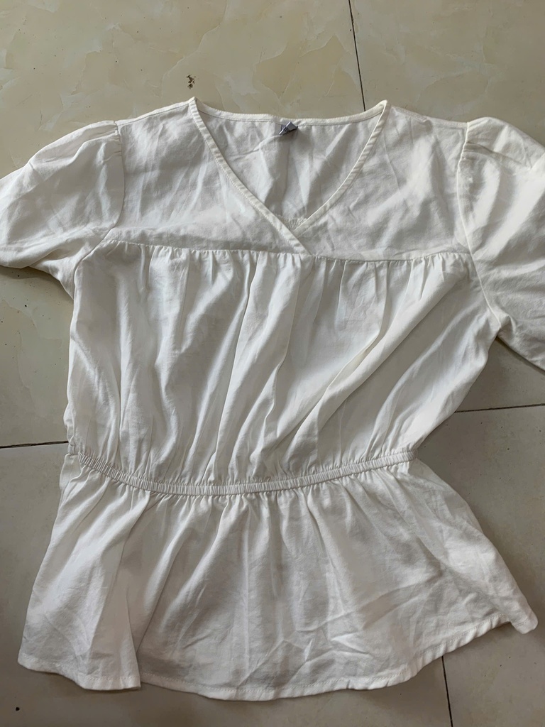 ÁO PHÔNG TRẮNG CỔ TIM BO EO NTLINH