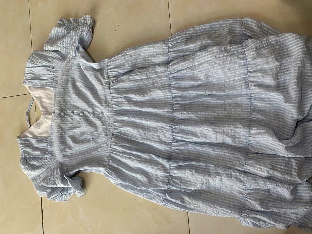 VÁY XANH DƯƠNG CỔ V NTLINH