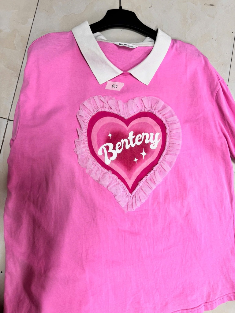 ÁO PHÔNG HỒNG TYM CÓ CỔ VY