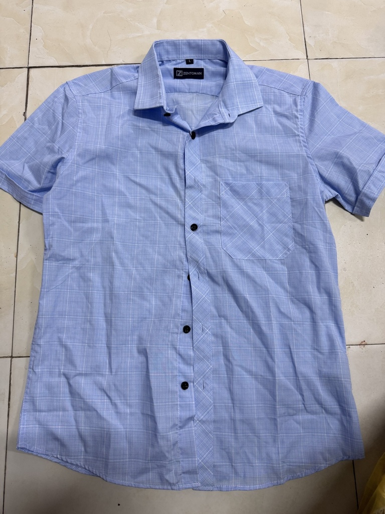 ÁO SƠMI XANH CỘC TAY THUY