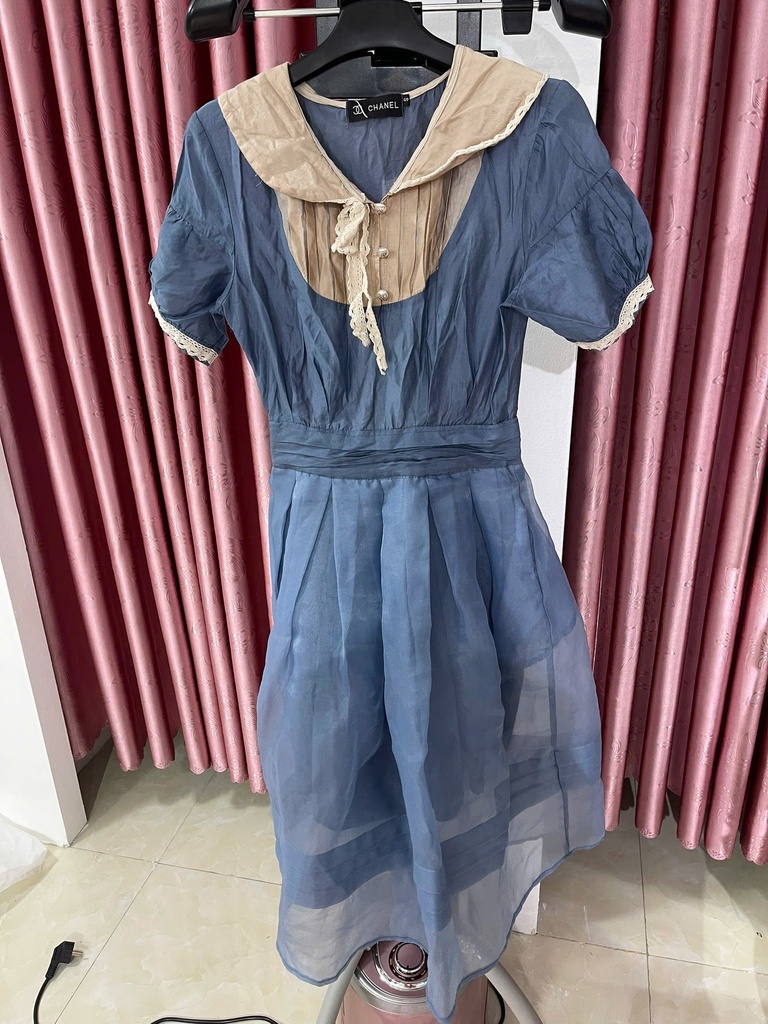 váy xanh cổ be