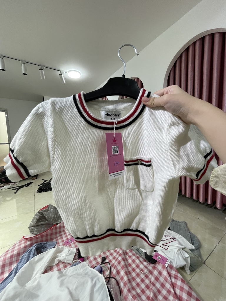 áo tingoan trắng kẻ đỏ đen 