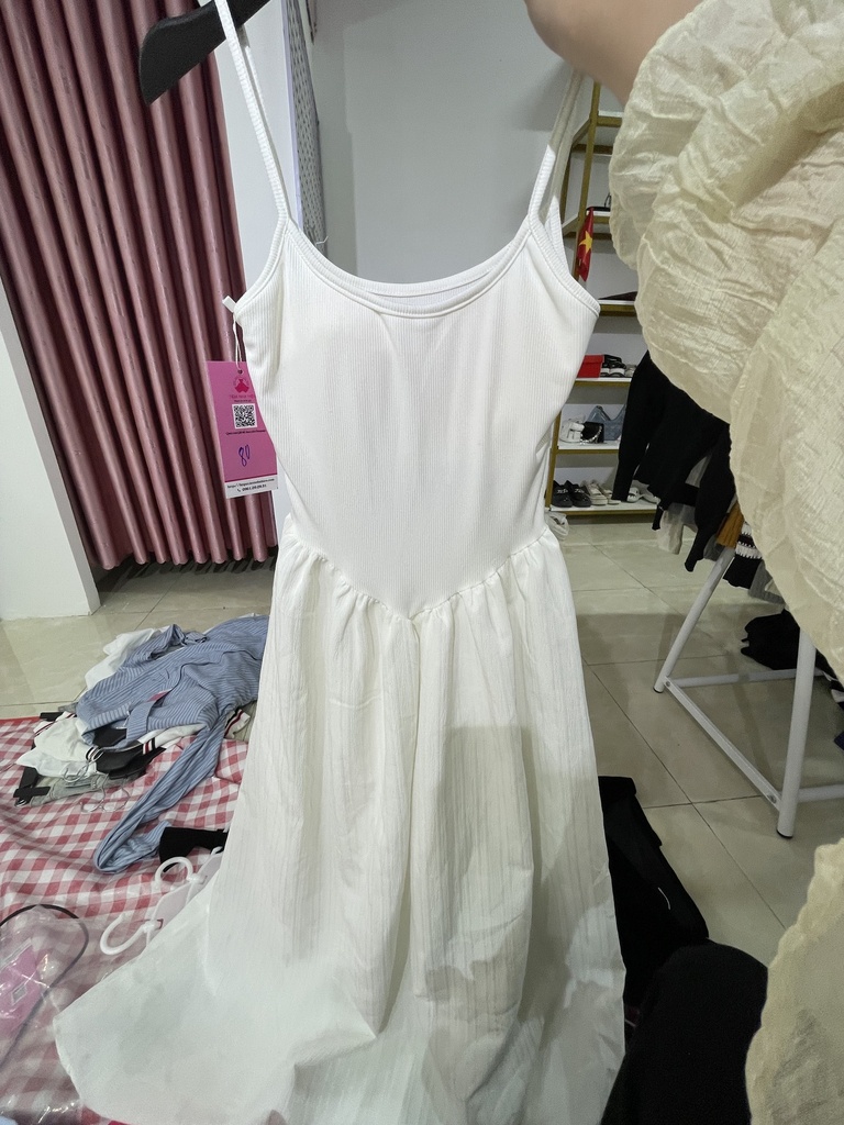 váy trắng dài 2 dây 