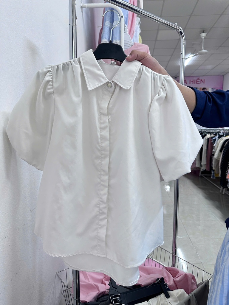 áo somi tay bồng trắng