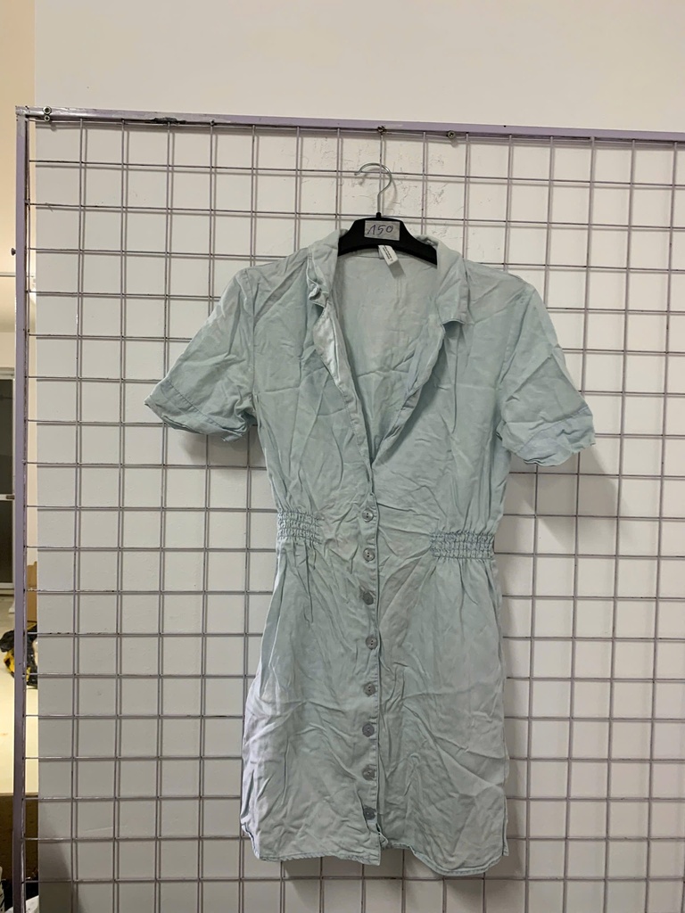   váy xanh min nhúm eo 