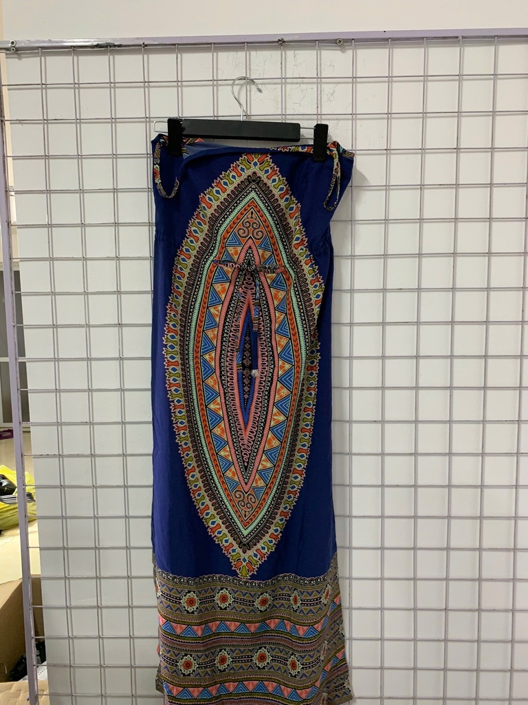 váy xanh biển 2 dây hoạ tiết 