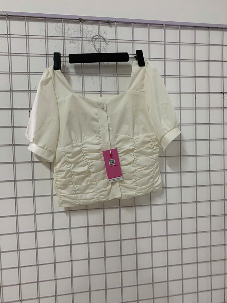 áo crt trắng nhúm eo