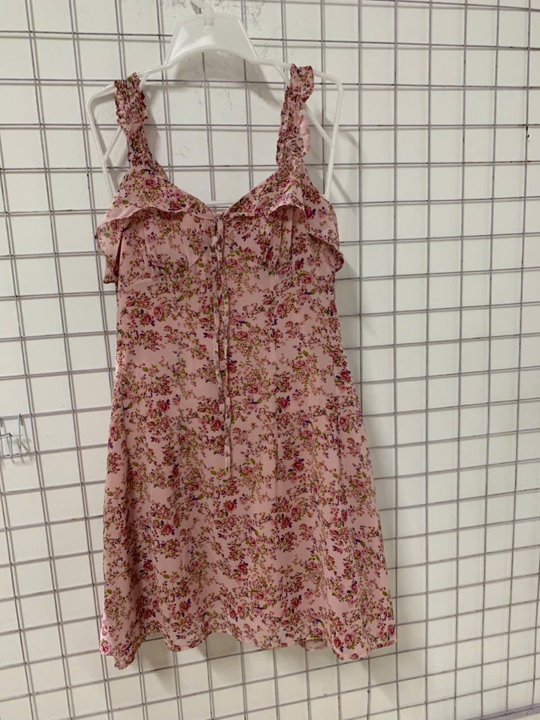 váy hồng 2 dây hoa nhí 