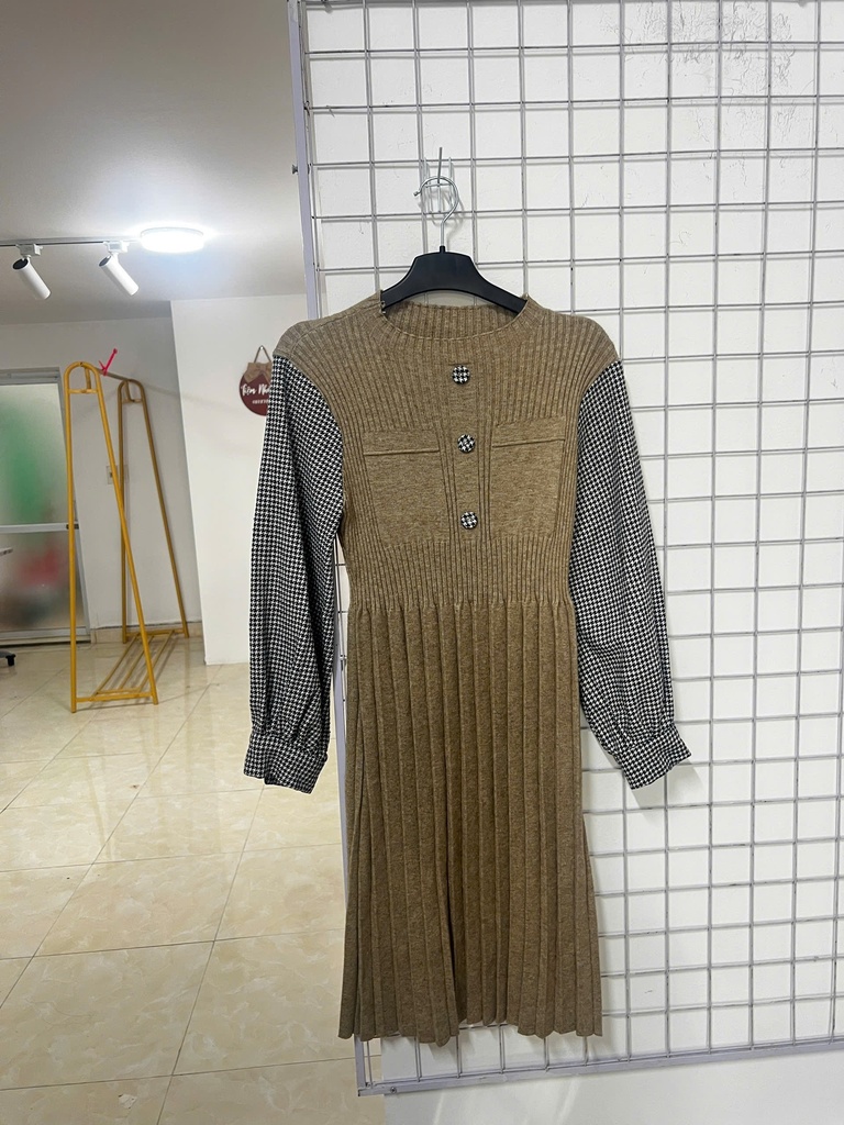 VÁY LEN TAY ĐEN TRẮNG