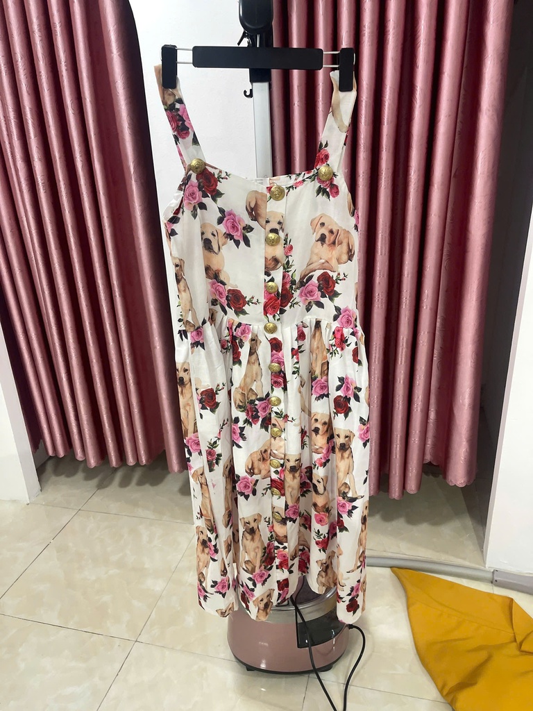 váy 2 dây trắng hoa 