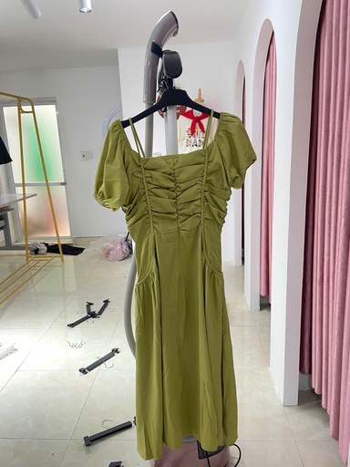 VÁY XANH TAY BỒNG NHÚN