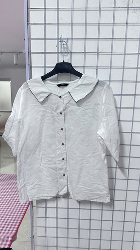 sơ mi trắng tay lỡ cổ tròn