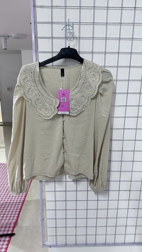 áo sơ mi be cổ bèo