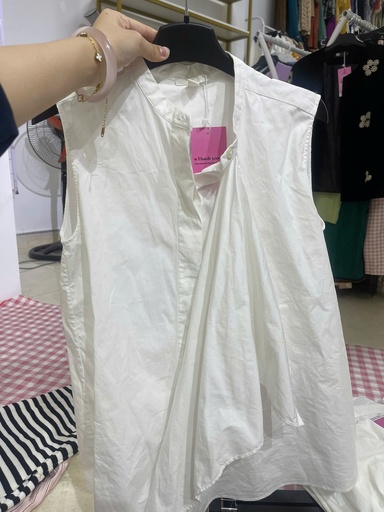 áo somi trắng 3 lỗ vạt kiểu