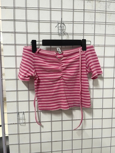 áo trễ vai hồng kẻ