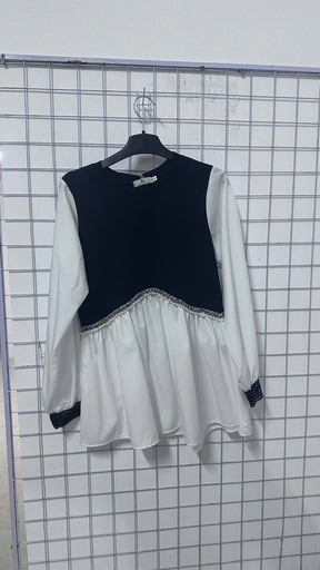 áo kiểu trắng đen