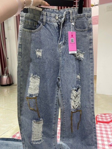 quần bò rách ống đứng 