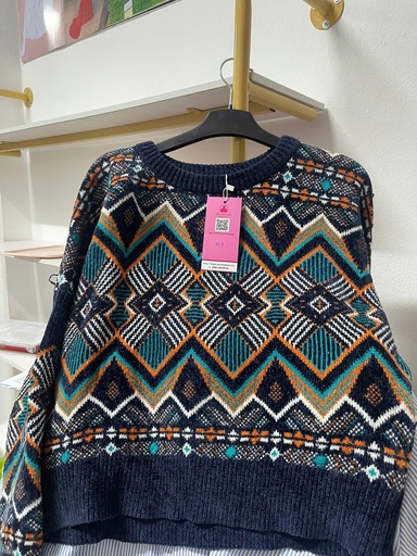 áo len xanh than thổ cẩm 