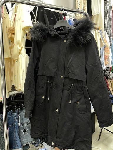 áo khoác đen lông cổ đen 