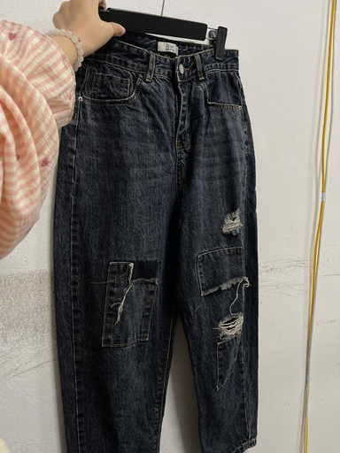 quần bò xanh bedgy rách gối 