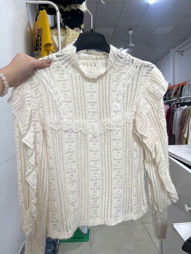 áo kem len lông ren 