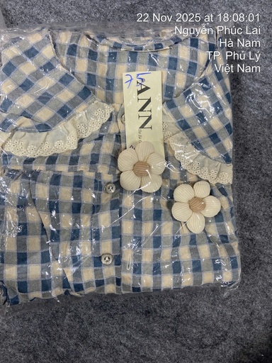 bộ ngủ xanh kẻ 