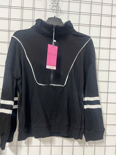 ÁO LEN KHÓA CỔ ĐEN VIỀN TRẮNG LINH