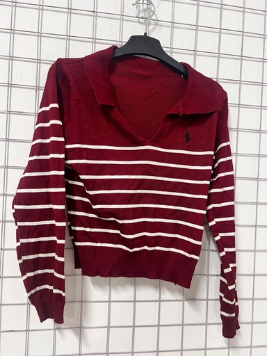 ÁO LEN ĐỎ KẺ TRẮNG LINH