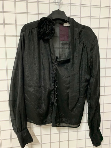 ÁO SƠMI ĐEN HOA CỔ NTKOANH