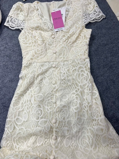 VÁY KEM CỔ V ĐÍNH CÚC THUY