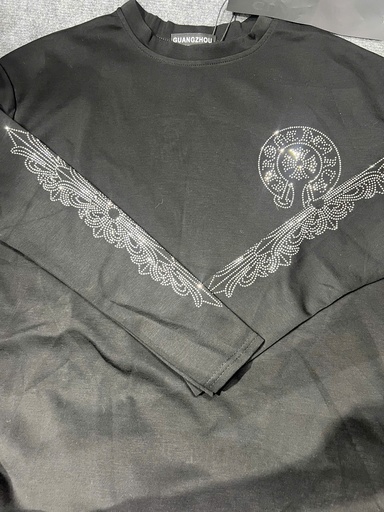 ÁO PHÔNG ĐEN GUANGZHOU ĐÍNH ĐÁ THUYII