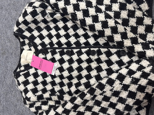 ÁO KHOÁC LEN ĐAN Ô VUÔNG TRẮNG ĐEN NTKDUNG