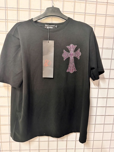 ÁO PHÔNG ĐEN CHỮ THẬP ĐÍNH ĐÁ THUYII