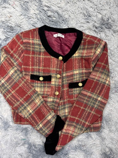 ÁO DẠ ĐỎ NGẮN KẺ NGOC