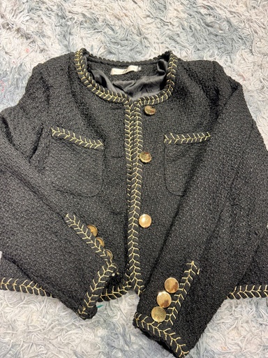 ÁO DẠ ĐEN KẺ VÀNG NGOC