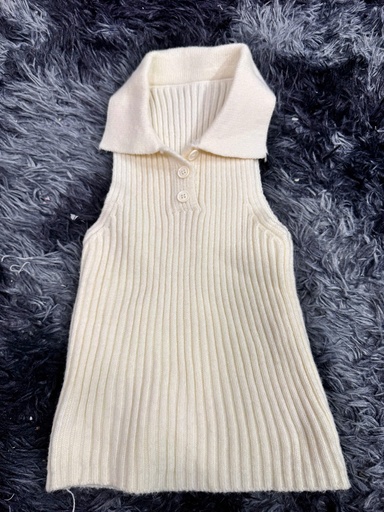 ÁO LEN SÁT NÁCH TRẮNG CÓ CỔ THAM