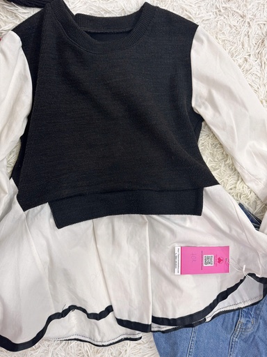 ÁO LEN ĐIỆU TRẮNG ĐEN NGUYET