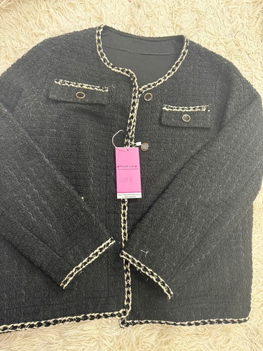 ÁO KHOÁC DẠ DEN VIỀN VÀNG NGUYET