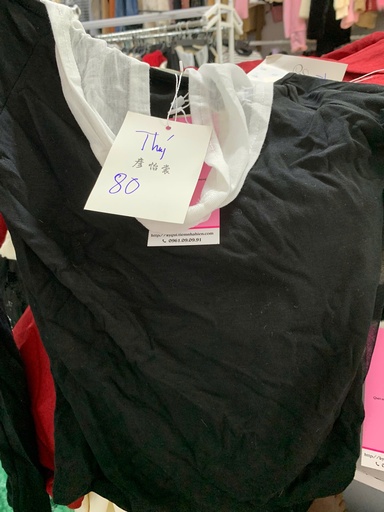 ÁO PHÔNG ĐEN CỔ DÂY TRẮNG THUY