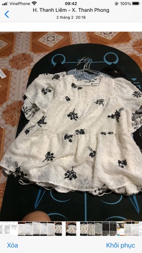 ÁO BABYDOLL TRẮNG HỌA TIÉT ĐEN HOA NHÍ THAO