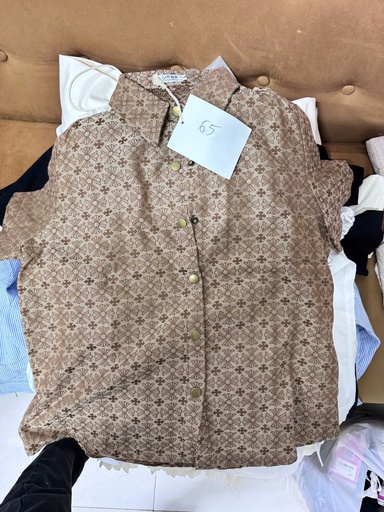 ÁO SƠMI VÀNG KEM HỌA TIẾT HOA THUY