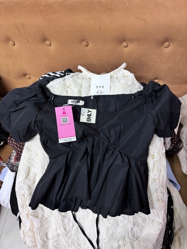 ÁO PHÔNG ĐEN BABYDOLL CỔ TYM THUY