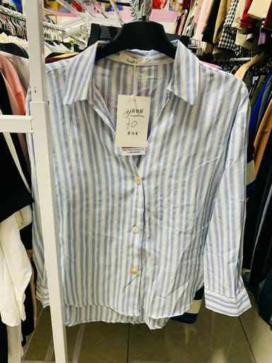 ÁO SƠ MI KẺ XỌC XANH TRẮNG THUY